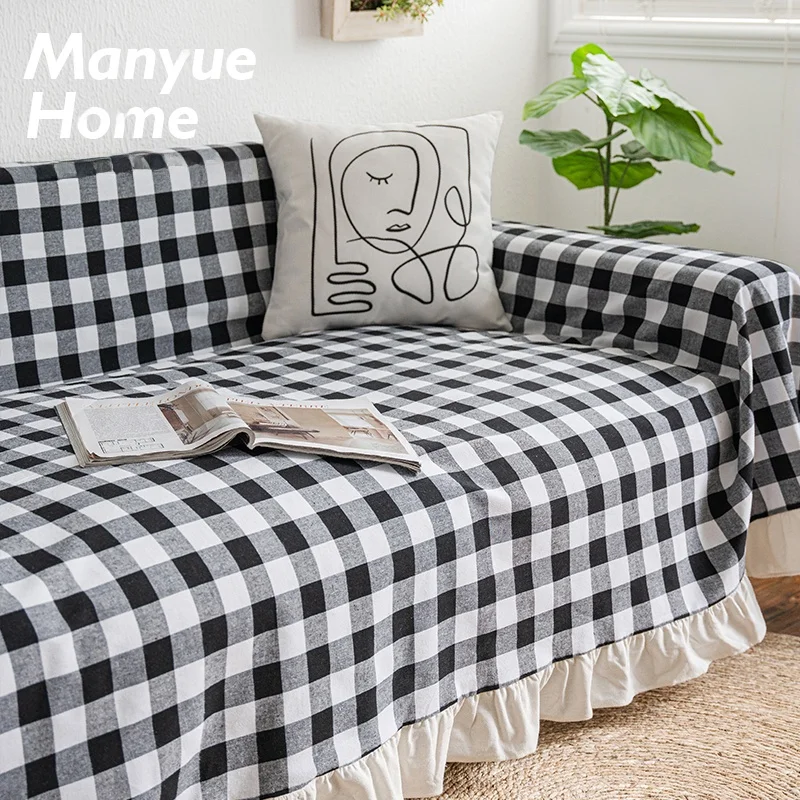 

Nordic Sle Pure Cotton Sofa Cover Cloth Living Room Full Wrap Sofa eet Dustproof Protector Tee-er Couch Full Cover