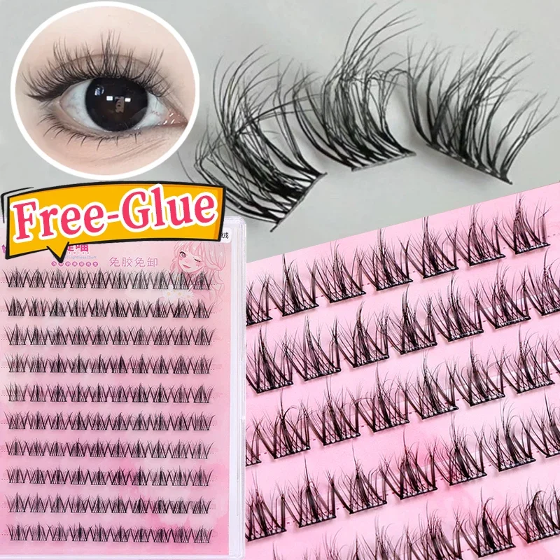 5d Curling Valse Wimper Zelfklevende Wimpers Manga Zachte Pluizige Individuele Wimper Natuurlijke Cluster Wimpers Extensions Make-Up