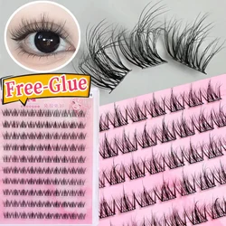 5D Curling False Eyelash Self Adhesive Lashes Manga Soft Fluffy Individual Eyelash Natural Cluster Eyelashes Extensions Makeup