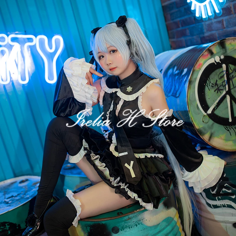 女性のための黒のロリータドレス,フェミニンなハロウィーンの衣装,lolita coffic,在庫あり