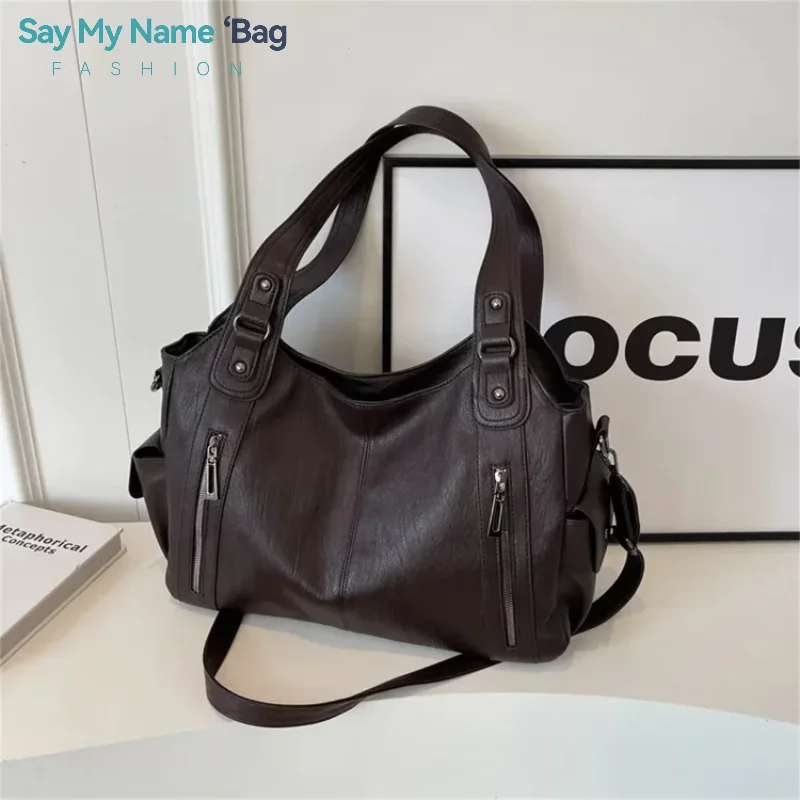 

Soft PU Interior Compartment Shoulder Bags 2025 High Quality Contrasting Colors Bags Women Fashion Zipper Lady Travel Tote Bag