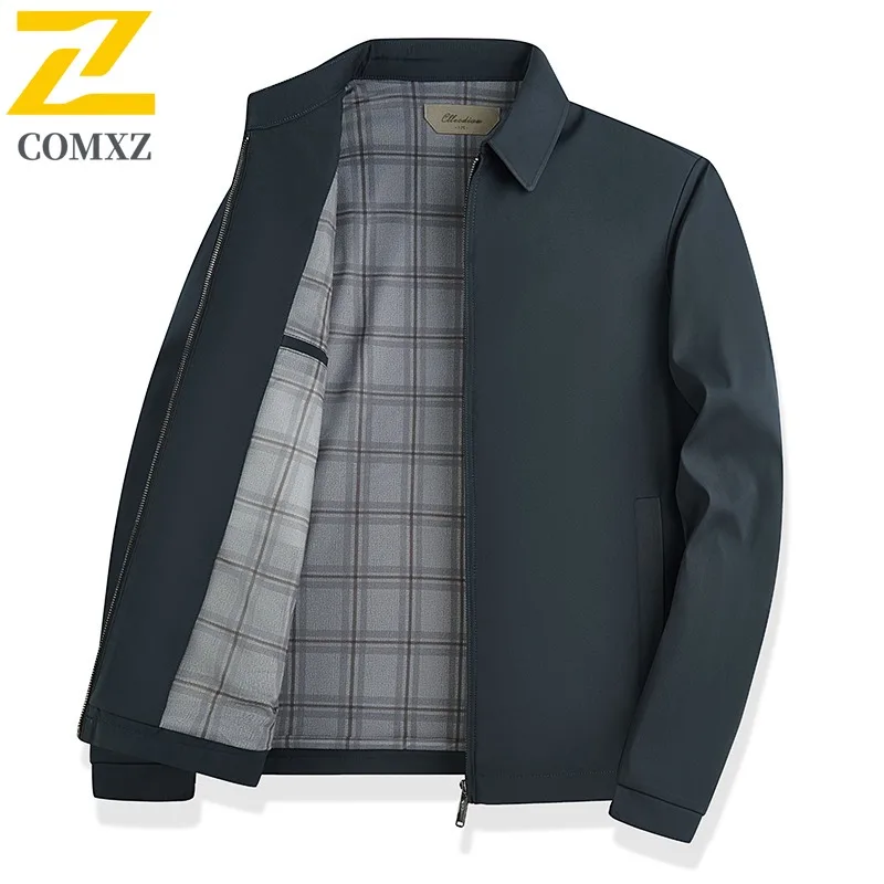 

COMXZ Luxurious Men Jacket Stand Collar Commuting Office Motorcycle Jacket Casual Business Lightweight Autumn New Windbreaker