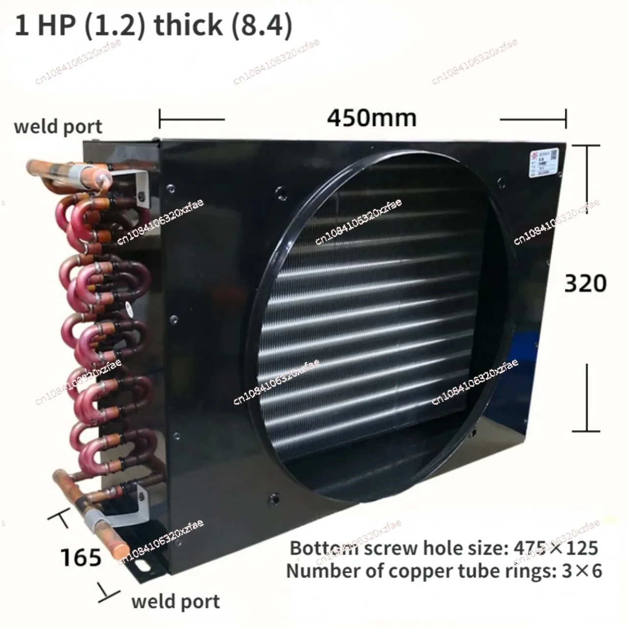 For Freezer Refrigerator Copper Tube Radiator Heat Exchanger 1HP Air Conditioner Condenser Air-cooled Aluminum Fin Condenser