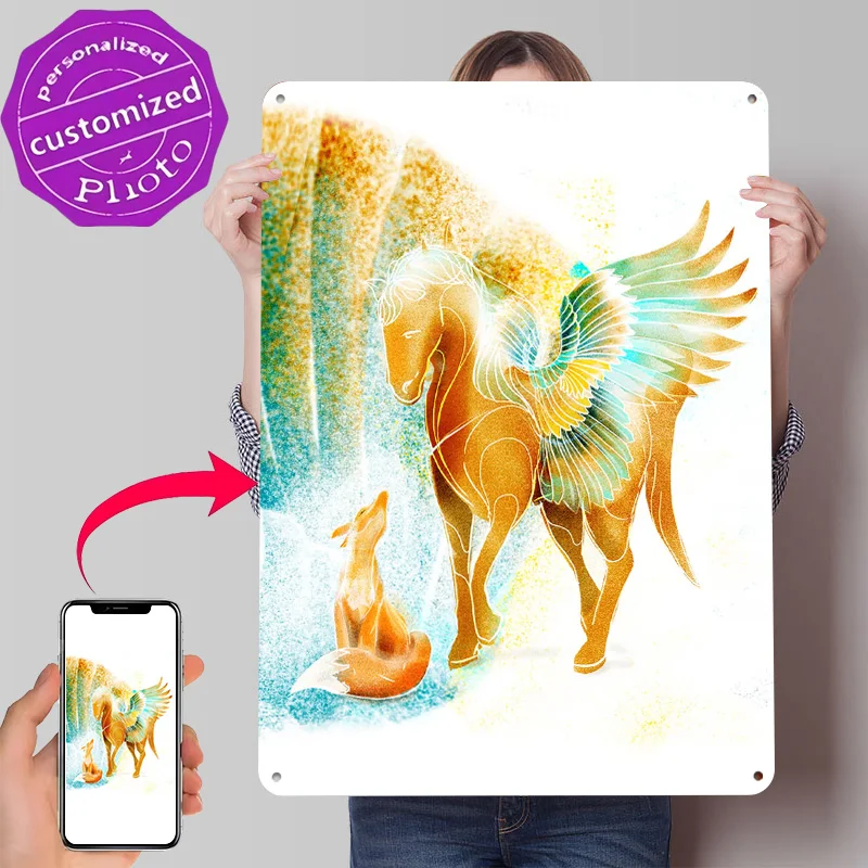 Pegasus Poster Retro 3D Printed Metal Signs Customized Wall Hanging Gift for Decor Room Decoration Gaming Bedroom Decorations