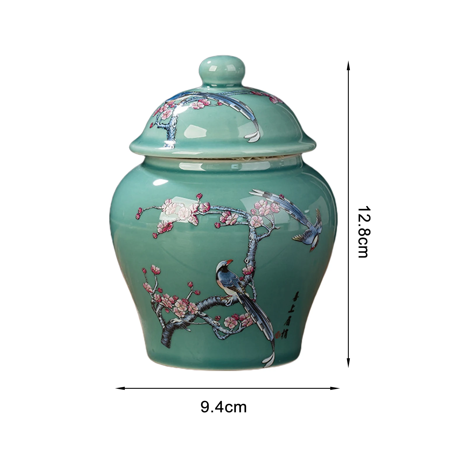 Ceramic Ginger Jar Gift Vintage Style with Lid Chinoiserie Chinese Vase for Home