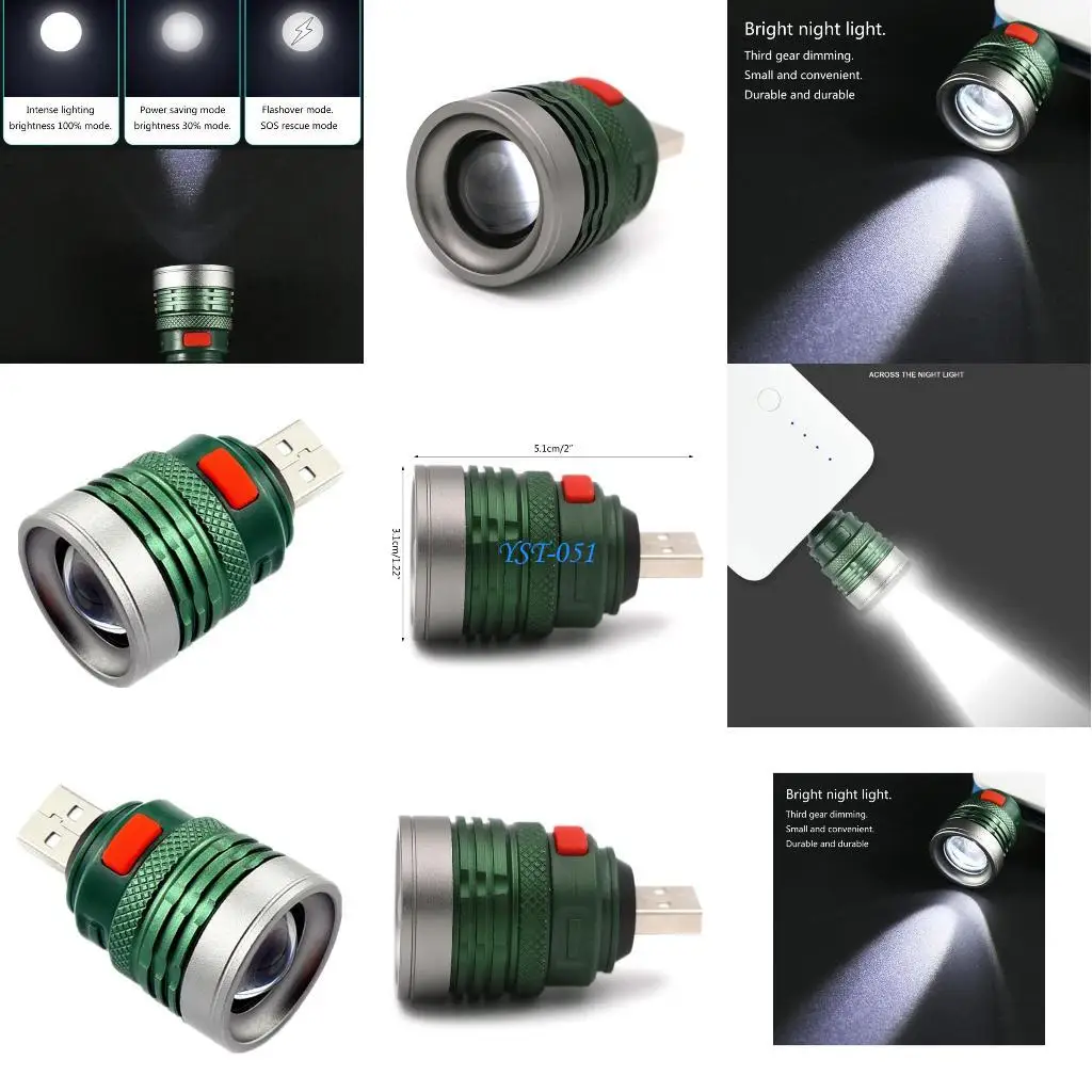 

E15A Ультраяркий портативный USB-фонарик с возможностью масштабирования, мини-3 режима, USB-вспышка с питанием от подарки для