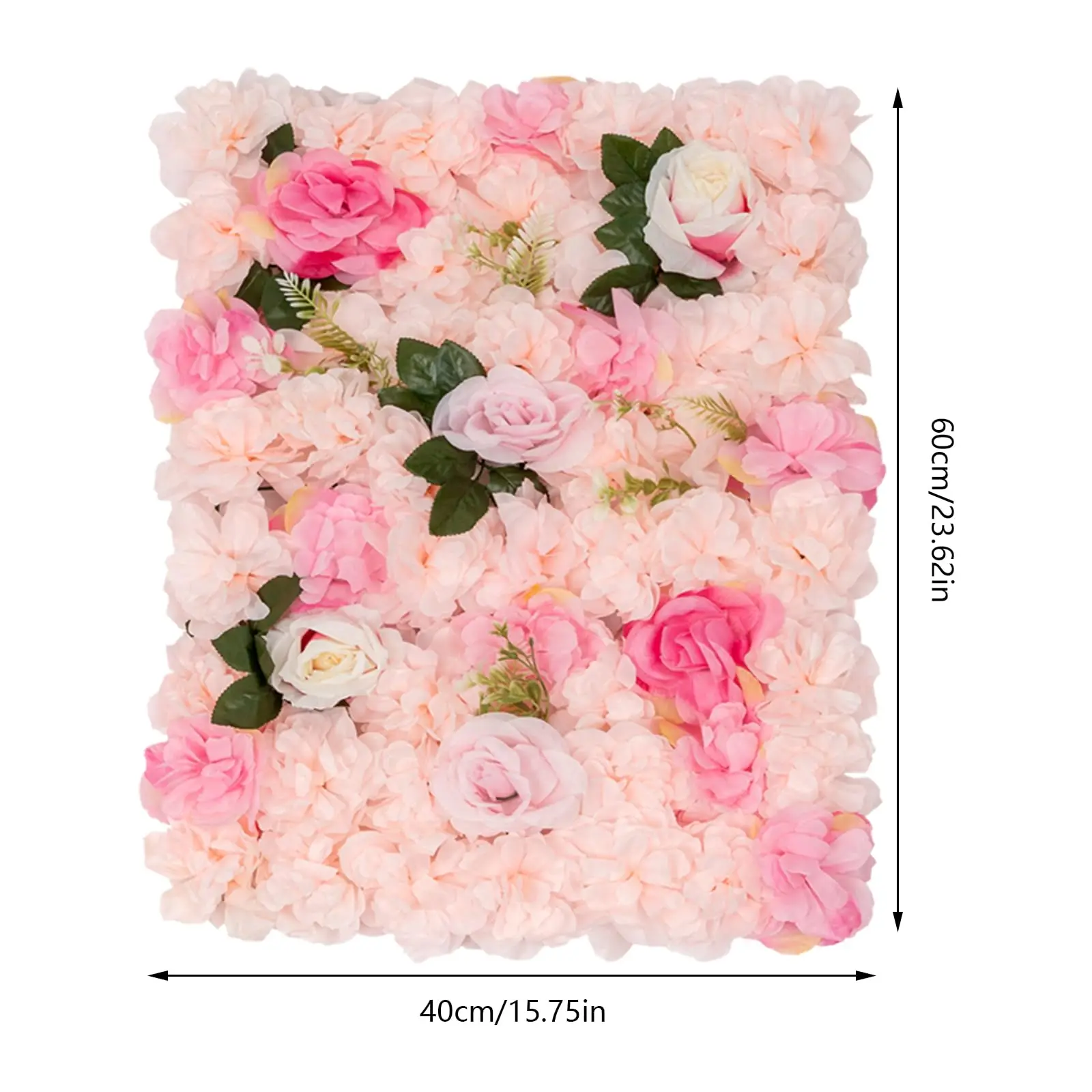 لوحة حائط على شكل زهرة خلفية زهرية، 6 قطع ديكور حائط على شكل زهرة، جدار وردي حريري مقاس 24 × 40.64 سم، خلفية جدار على شكل زهرة صناعية، تدفق صناعي
