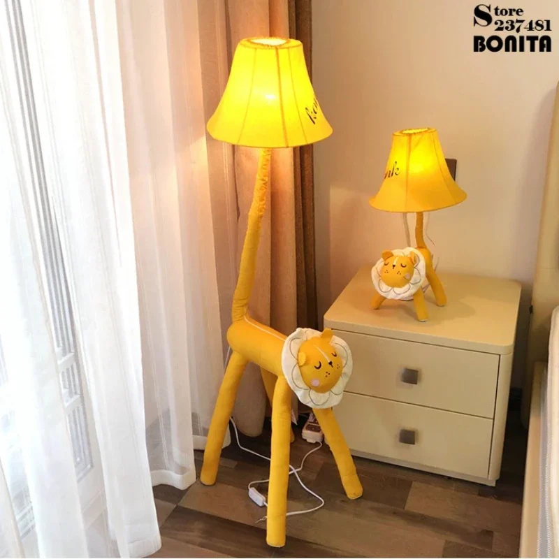Sun-Faced Lion Floor Lamp for Kids, Bendable Legs & Tail, Dimmable Animal Lamp, Children's Room Decor, Bedroom Standing Light