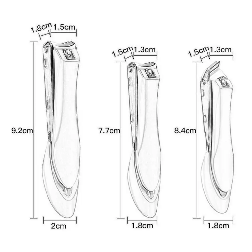 3Pcs Nail Clipper Set Nail Trimmer Professional Conveient Anti Splash Metal