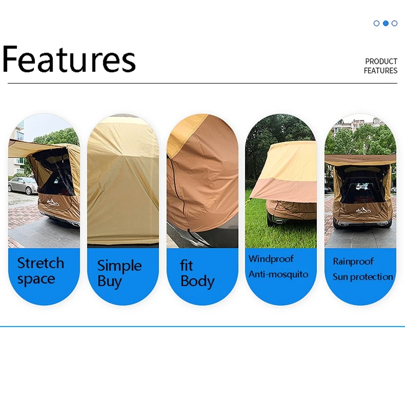 خيمة صندوق سيارة ، غطاء باب خلفي مقاوم للمطر ، خيمة مظلة للسيارة ، جولة ذاتية القيادة ، شواء ، تخييم خارجي ، مظلة شمسية