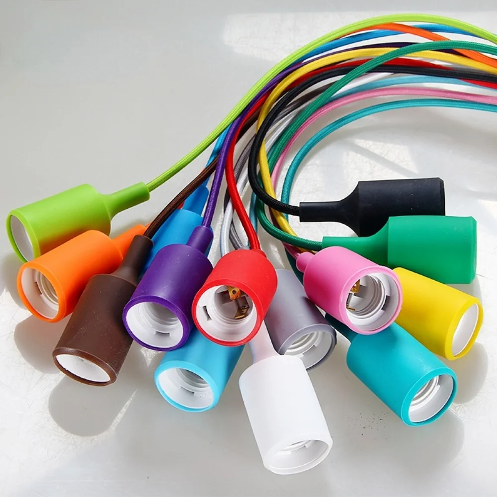 Lampade a sospensione Lampade a sospensione moderne semplici in gel di silice a testa singola AC90-260V Supporto E27 Cavo da 100 cm 13 colori