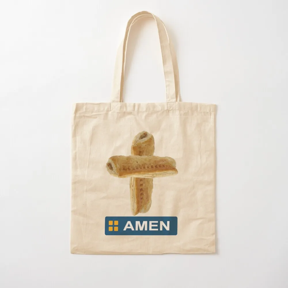 

AMEN Greggs Style Sausage Rolls T Shirt Tote Bag Women's bags Cloth bags Shopper bag shopping bag logo Canvas Tote