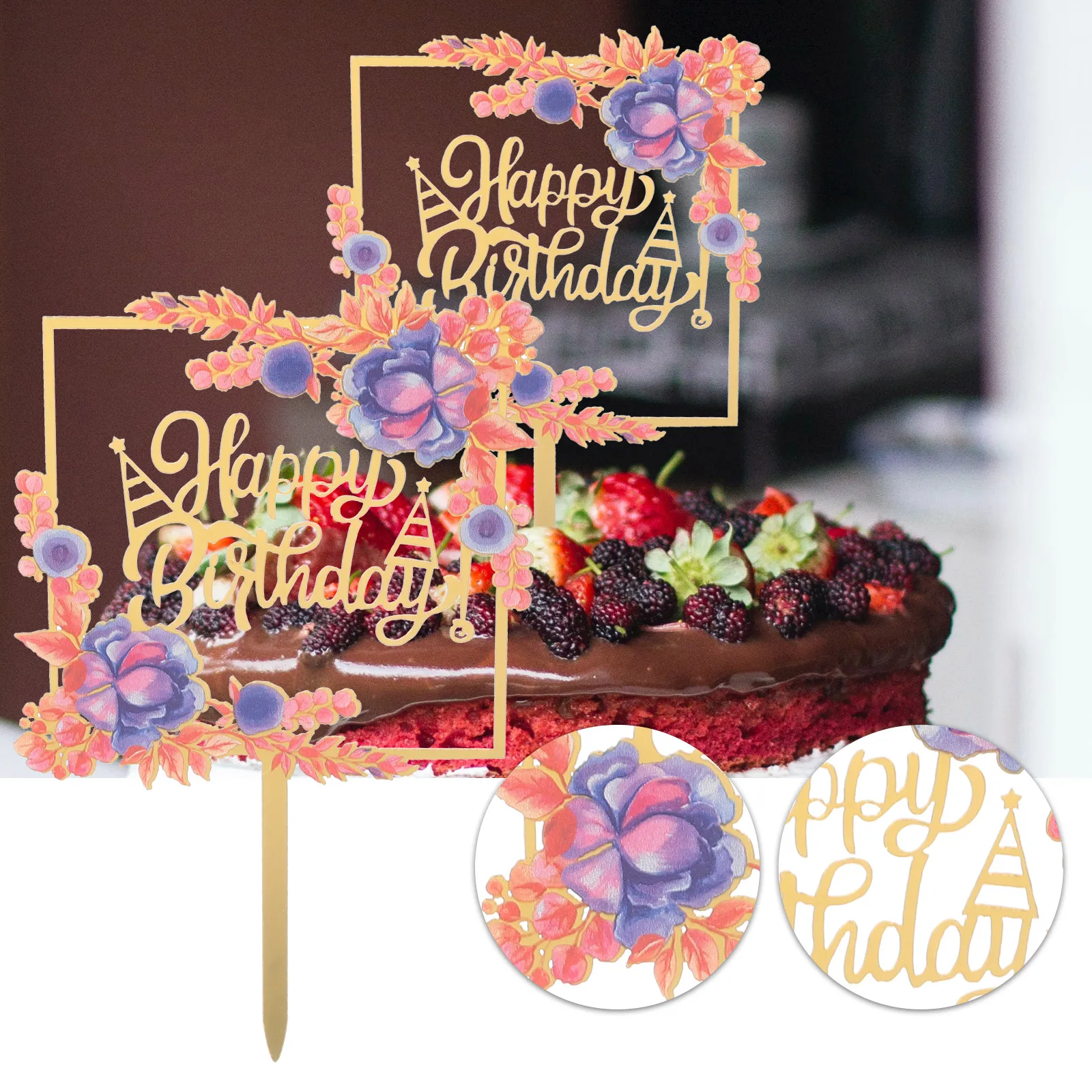 

Birthday Cake Toppers Happy Signs Insert Decorations Party Cupcake Topper Cake Decoration Metal Ornament Sweet Memories