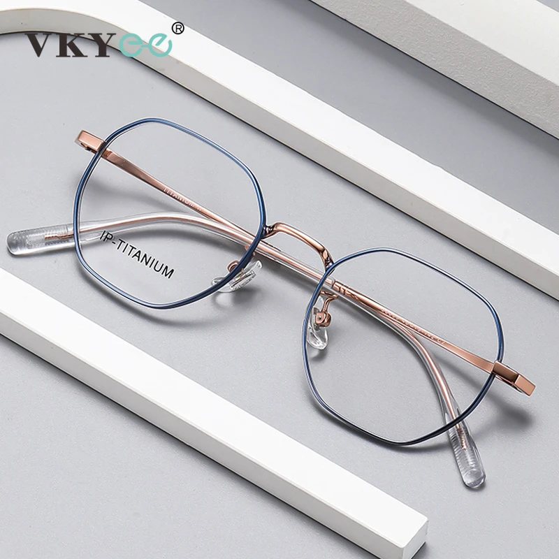 

VICKY Simple New Titanium Frame Geometric Small Frame Design Women's Anti-Blue Light Reading Glasses Customizable Prescription