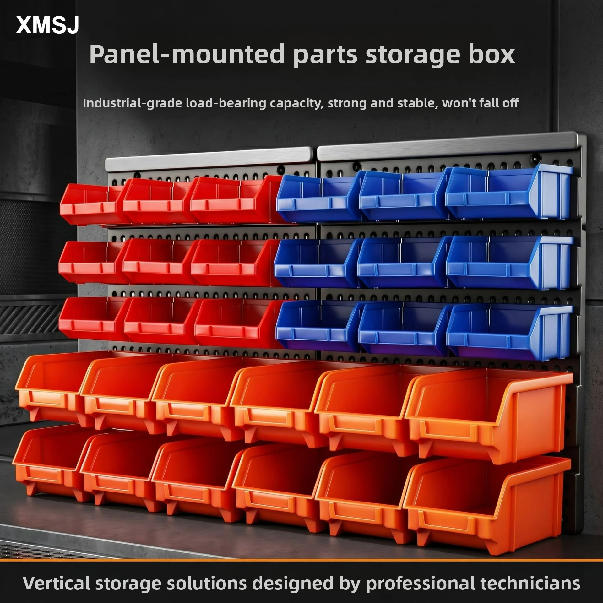 XMSJ ABS Plastic Pegboard Storage Box, Wall Hanging Tool Organizer, Hardware Accessories Storage Bin for Workshop Garage