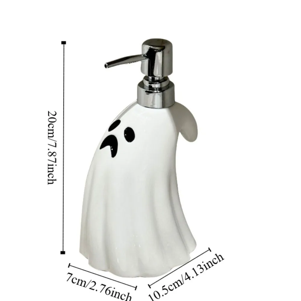Garrafa dispensadora fantasma de 380ml, porcelana vazia, detergente para halloween, shampoo recarregável branco, garrafa dividida cosmética