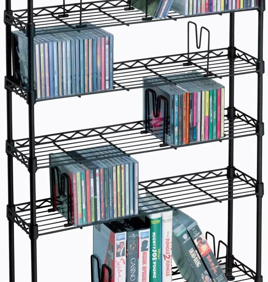 Maxsteel 8-Tier Heavy Gauge Steel Wire Storage Shelving, holds up to 440 CD; or 228 DVD; or 264 Blu-Ray/Video Game disc