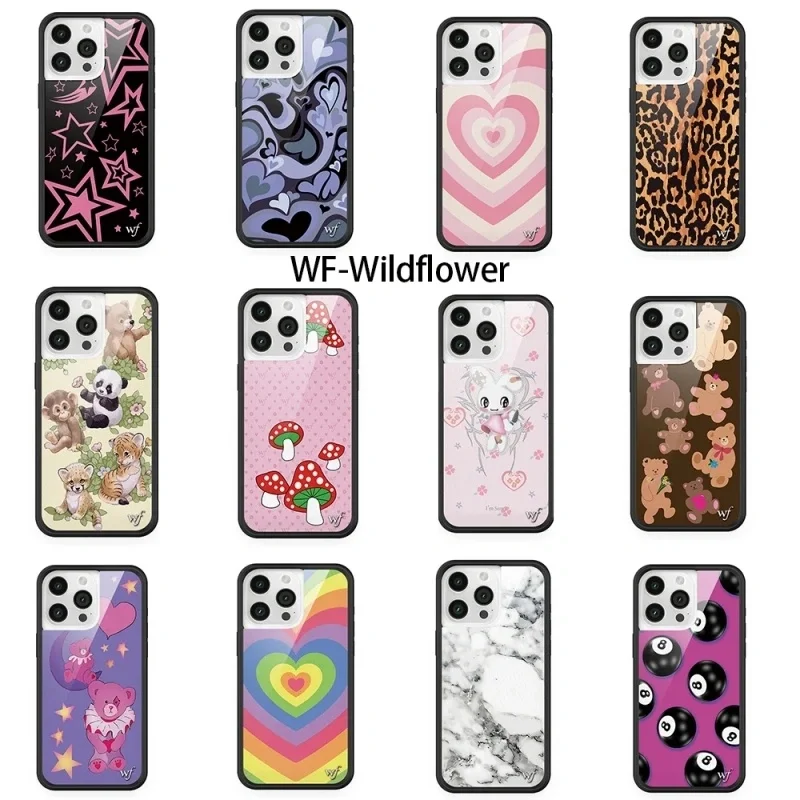 

Wildflower INS 3D Bear Star Mushroom Phone Case for iPhone 16 15 14 13 12 17 Pro Max Plus WF Leopard Safari Babies Back Cover﻿﻿