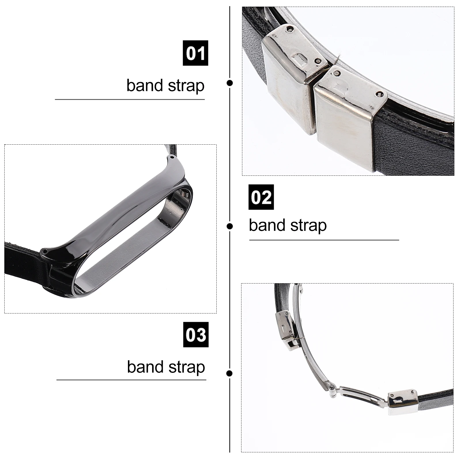 

Bracelet Snap Shell for Men Band Strap Compatible Mi Wristband Watch with Pu Fitness Replacement