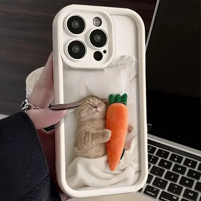 

For IPHONE11 IPHONE12 12PRO IPHONE13PROMAX 14PROMAX 15 15PRO 15PROMAX All-inclusive Cat Carrot Anti-drop Mobile Phone Case