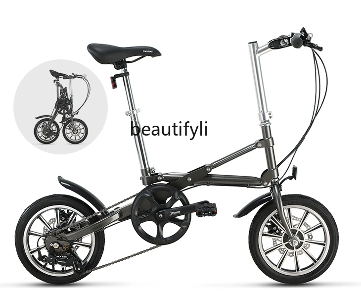 

One Second Fast Folding Bicycle 14-Inch Small Ultra-Light Portable Adult Folding Pedal Bicycle