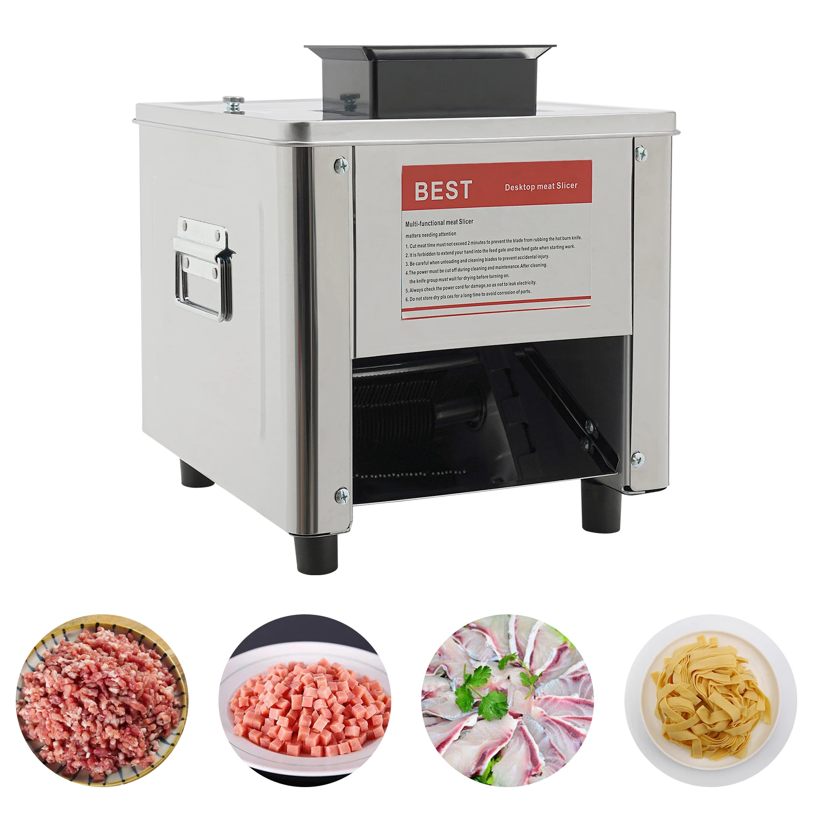 850 W elektrische Fleischschneidemaschine, Edelstahl-Fleischschneider, 310 U/min Küchenfleischschneidemaschine US-Standard 110 V