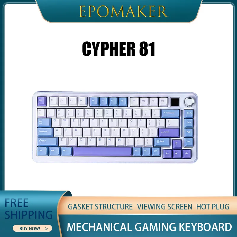 

Epomaker Cypher 81 Mechanical Keyboard Three-Mode Connection Viewing Screen Gasket Mount Design Hot Plug Gaming Keyboard Gift