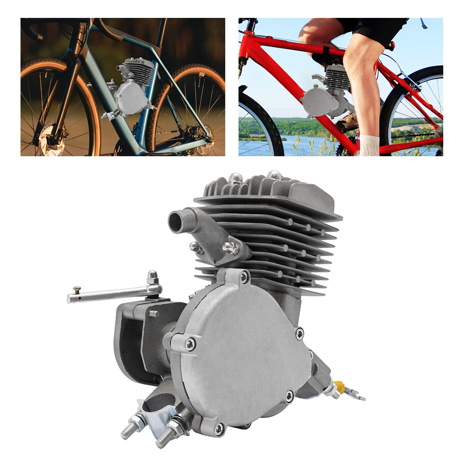 

(Silver) 2-Stroke Bicycle Engine, 80cc Bicycle Engine Motor, Motorized Bicycle Motor for Most 26-28" Wheeled Bikes with V-frames