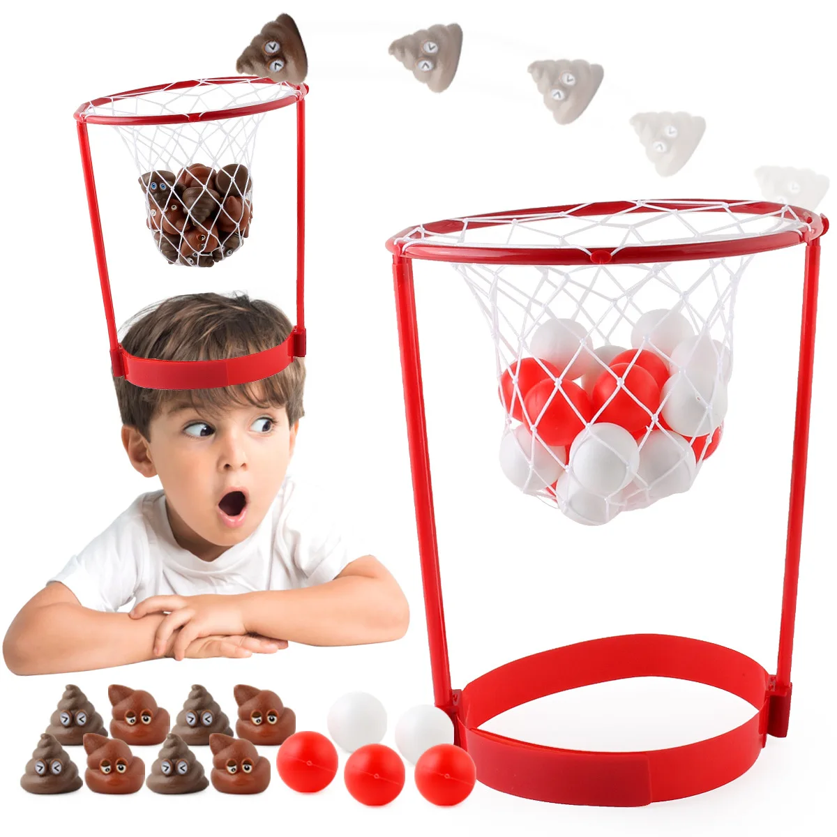 

Funny Head Hoop Basketball Adjustable Basket Net 20pcs Ball for Kids Adults Party Outdoor Game Activity Throwing Toys Game