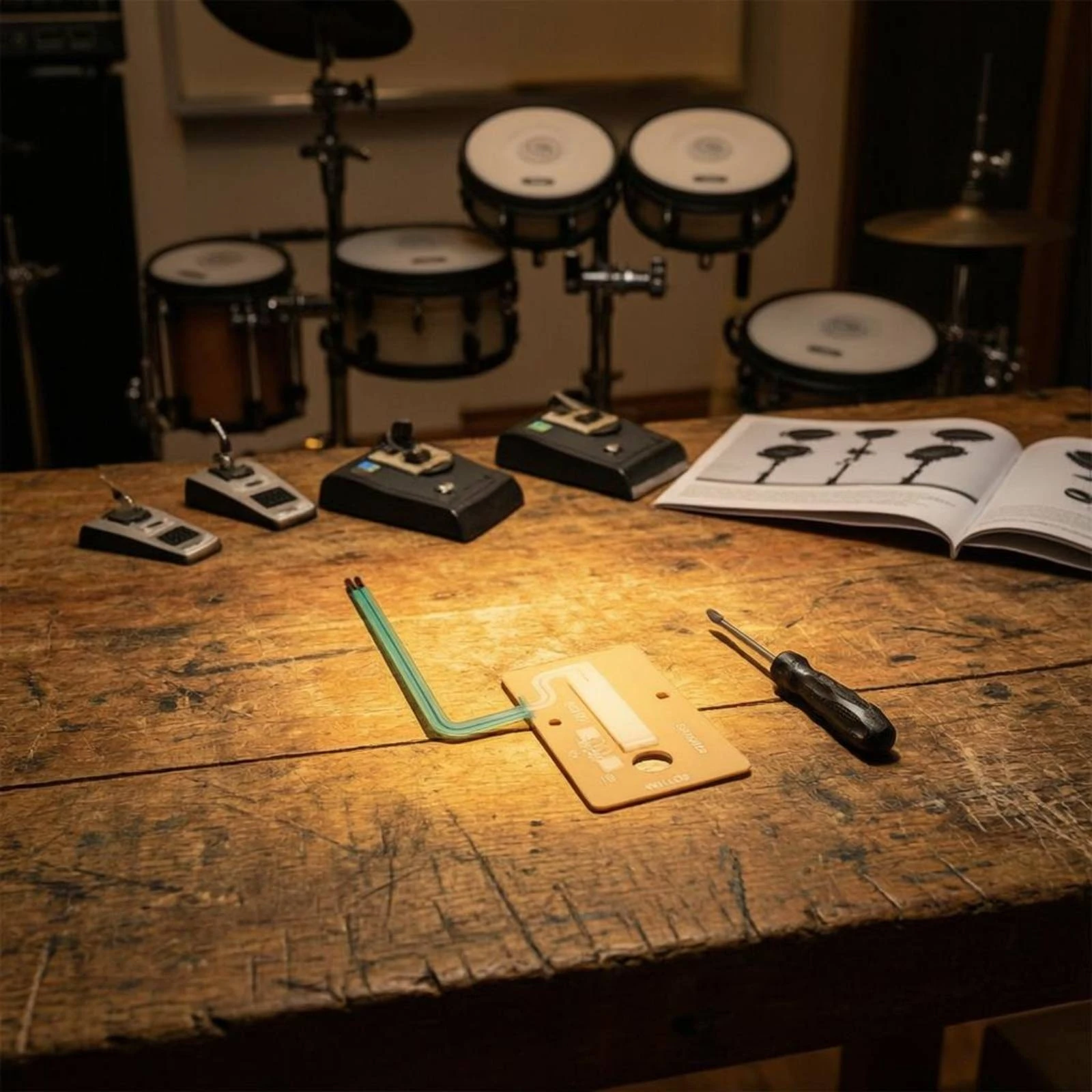 Drum Pedal Trigger Sensor Flexible Ribbon Lead Electronic Drum Trigger Sensor Music Equipment Mounting Holes Compact
