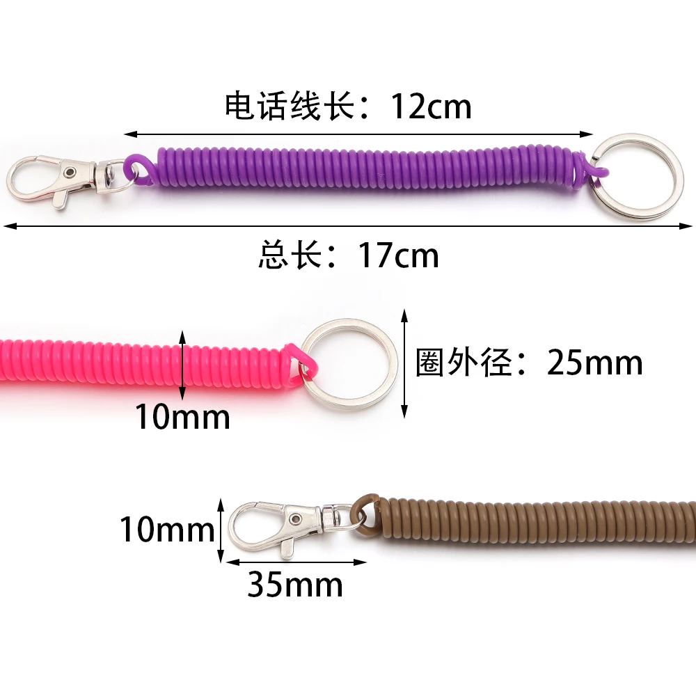 5 Stück EVA Dehnbarer Elastischer Einziehbarer Schlüsselanhänger Handgelenk-Spiralfeder-Stretch-Lanyard Schlüsselkette Diebstahlsicherer Schlüsselhalter – Detail 1