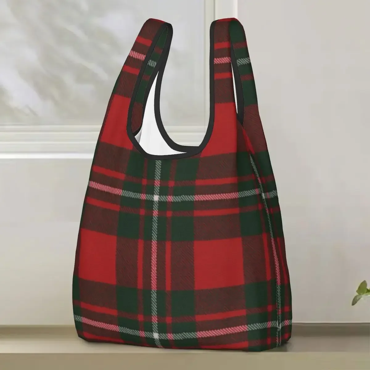 MacGregor Modern Scottish Tartan Shopping Bag Portable Tote Bags Foldable Shoulder Shopper Bag Grocery Handbag