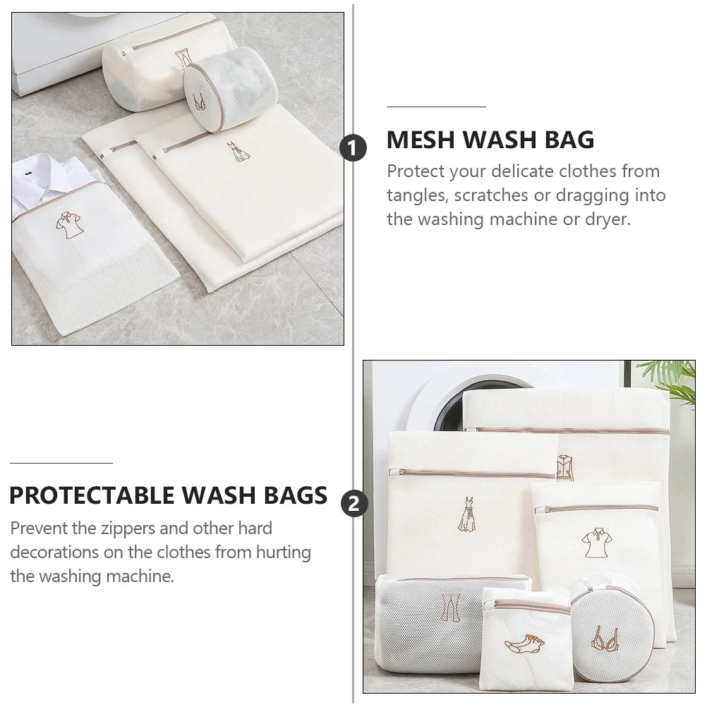 

Laundry Bag Set Polyester Mesh Wash Bag for Machine Protector Prevent Deformation Travel Dirty Clothes Storage