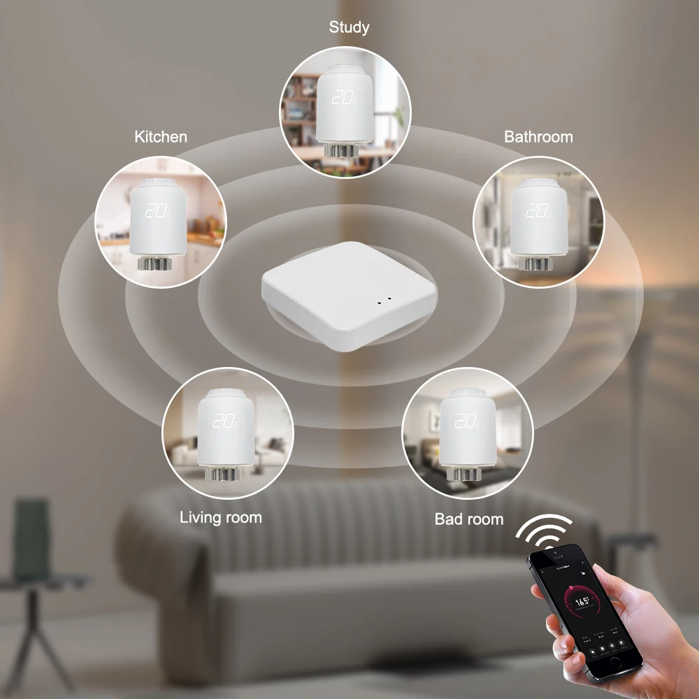 Tuya ZigBee Smart Radiator Actuator Thermostat Temperature Controller TRV Thermostatic Radiator Valve Voice Control with Alexa