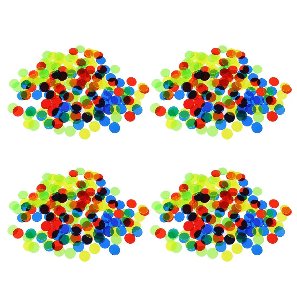 Colored Plastic Bingo Markers Transparent Counting Chips for Table Games and Bingo Board Game Use