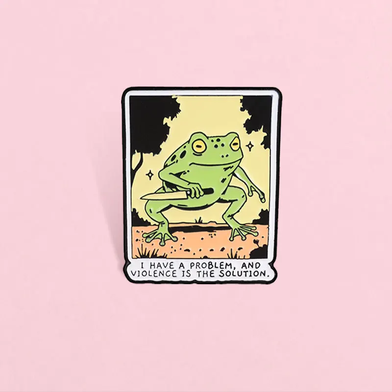 New Retro Comic Frog Brooch Humorous English Cartoon Frog Metal Badge Casual Gift Pin DIY Clothing Bags Hat Scarf T-shirt Jeans