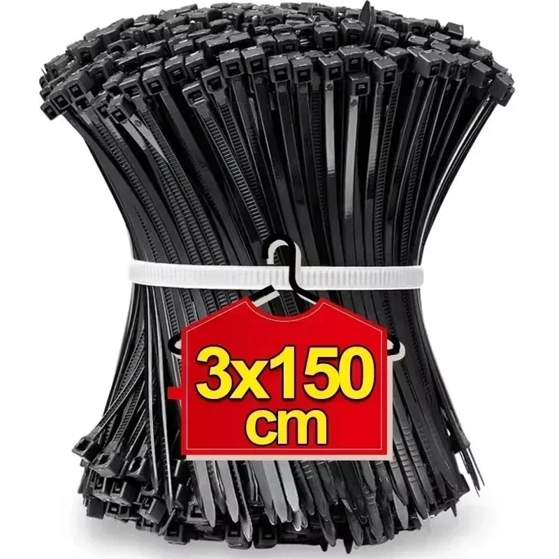 3000/100 Stuks Plastic Nylon Kabelbinders Afneembare zelfsluitende Koordbinders Bandjes Bevestigingslus Herbruikbare Draadbinders Voor Thuiskantoor