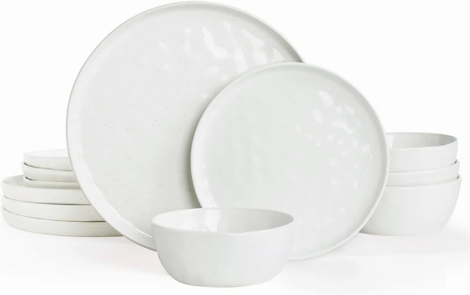 

Famiware Mars Plates and Bowls Set, 12 Pieces Dinnerware Sets, Dishes Set for 4, White