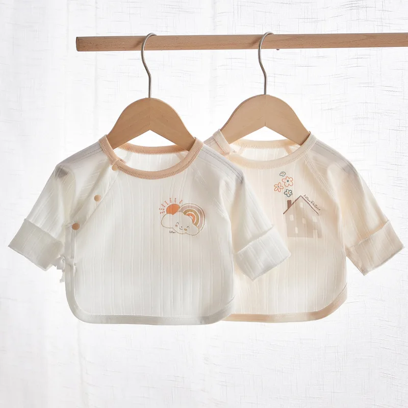 2025 Summer Newborn Baby Clothes - Breathable Cotton Half-Back Shirt for 0-3 Months Infant Outfit