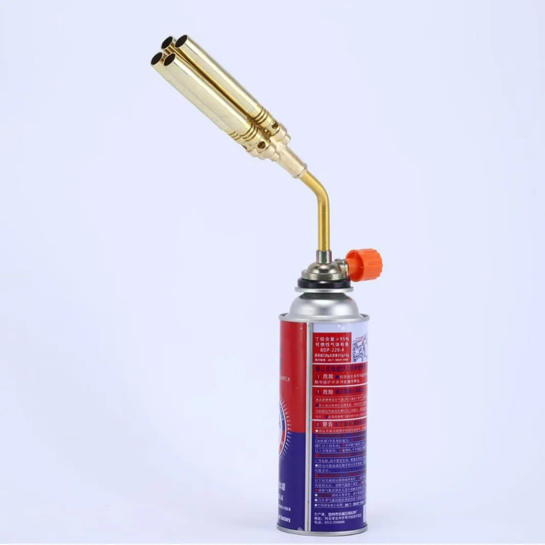 Quad-Tube Welding Gas Torch Nozzle Flame Gun Outdoor Camping BBQ Flamethrower Kitchen Lighter Butane Burner Welding Equipment