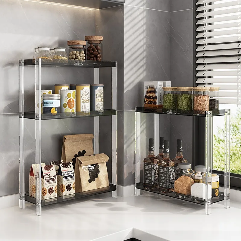 

Легкая роскошная кухонная подставка для узкого столешницы, многофункциональный органайзер для приправ, специй, масла, соли, соусов, уксуса, многоярусная подставка.