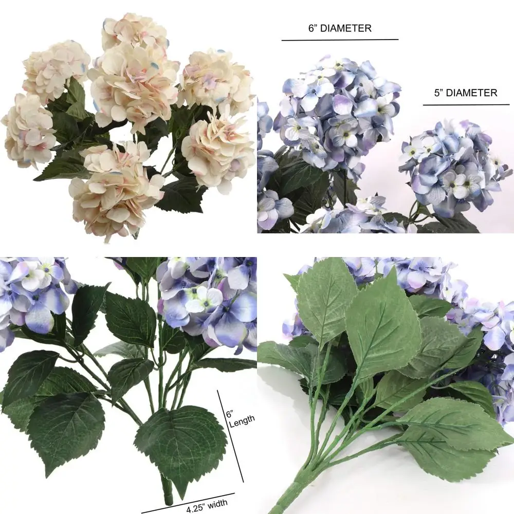 طقم زهور حرير الكوبية الوردية والأزرق، 6 قطع، مثالي لديكور المنزل والمناسبات الخاصة