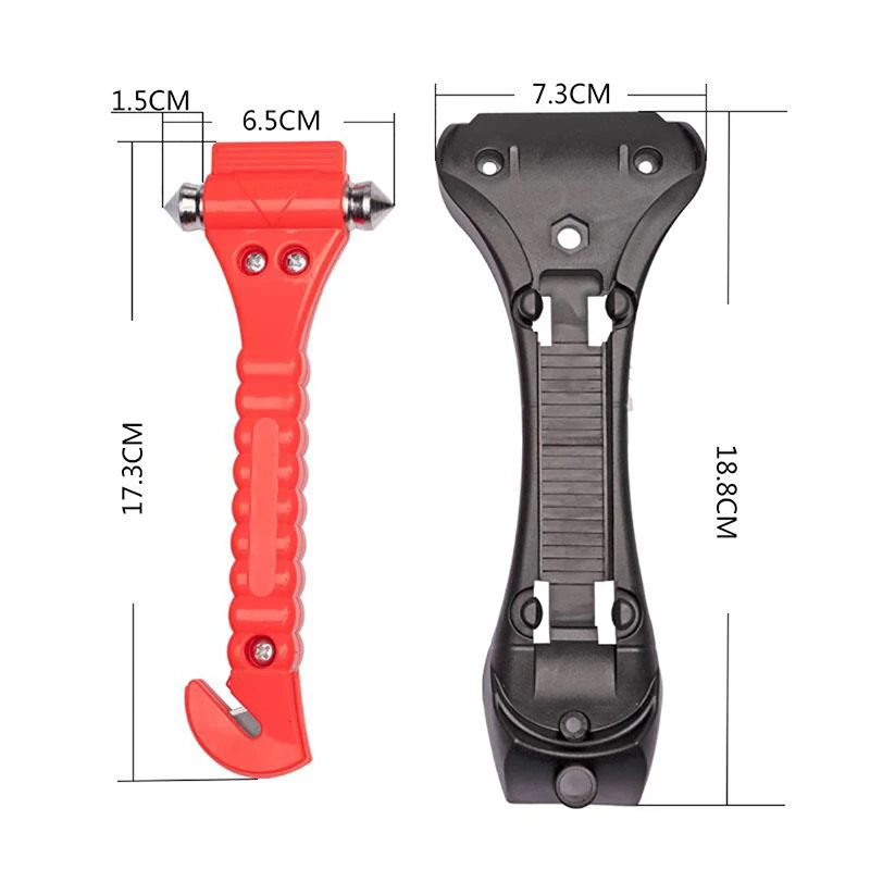 1Pc 2 In 1 Car Emergency Safety Escape Hammer Glass Window Breaker Belt Cutter Tool Glass Lifesaving First Aid kit