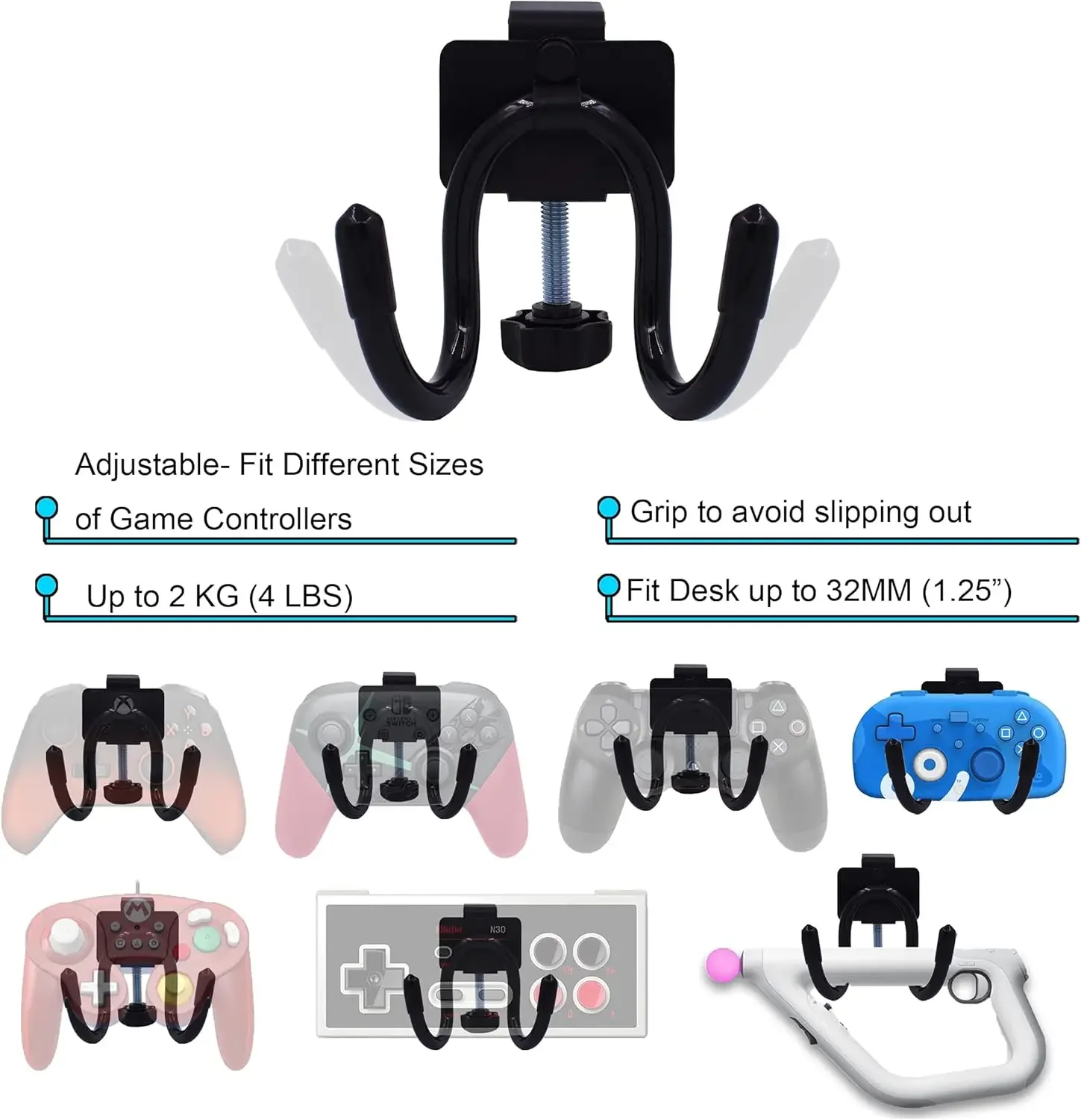 سطح المكتب جبل أذرع التحكم في ألعاب الفيديو حامل المشبك على حامل شماعات تخزين الرف ل ps3/ps4/ps5/xbox 360/xbox one/s/x/elite/series s/seri #6