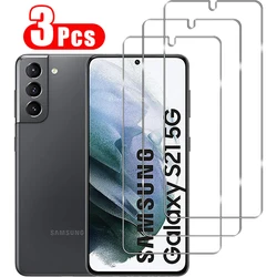 3Pcs Fingerprint Unlock Tempered Glass For Samsung Galaxy S21 5G S23 S22 + Plus S24 5G Screen Protector Glass Film