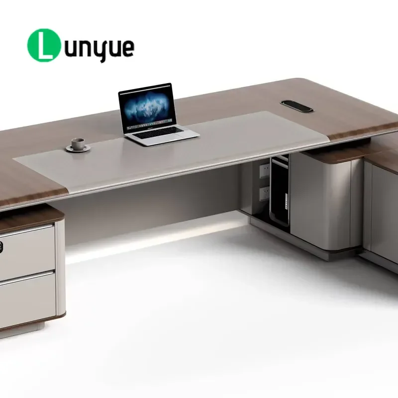 Luxury Modern L-Shaped Desk Set High Density Board Solid Wood with Storage Space Durable Eco-Friendly Design for Villa Home