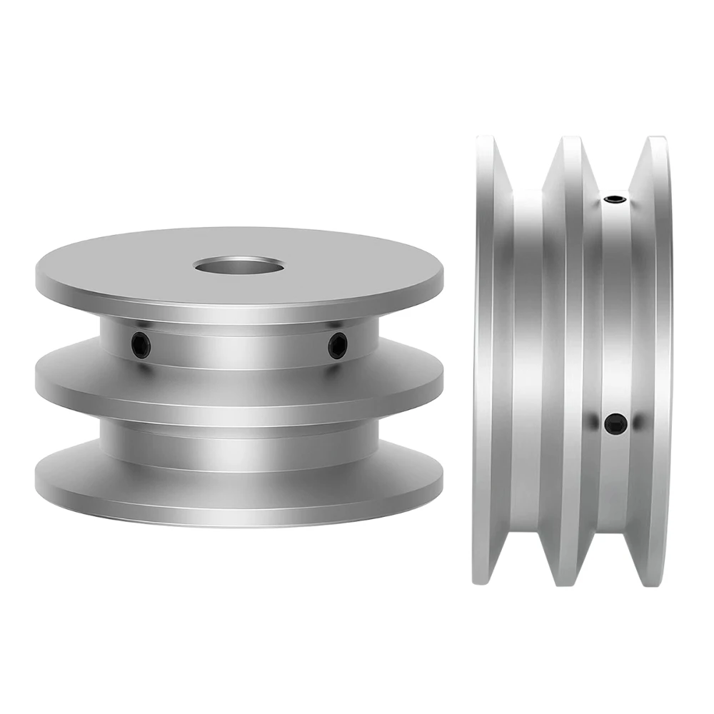 1 Piece Aluminum Alloy Double Groove Pulley 60mm 80mm 100mm V-Belt Pulley Double Groove Aluminum Alloy V-Groove Belt Pulley