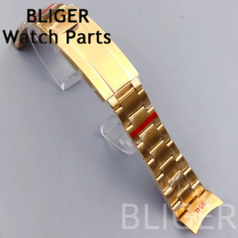BLIGER 21 мм мужской высококачественный браслет из нержавеющей стали 904L, золото, розовое золото, серебро, черный браслет для часов, подходит для корпуса часов 44 мм, ремешок Oyster