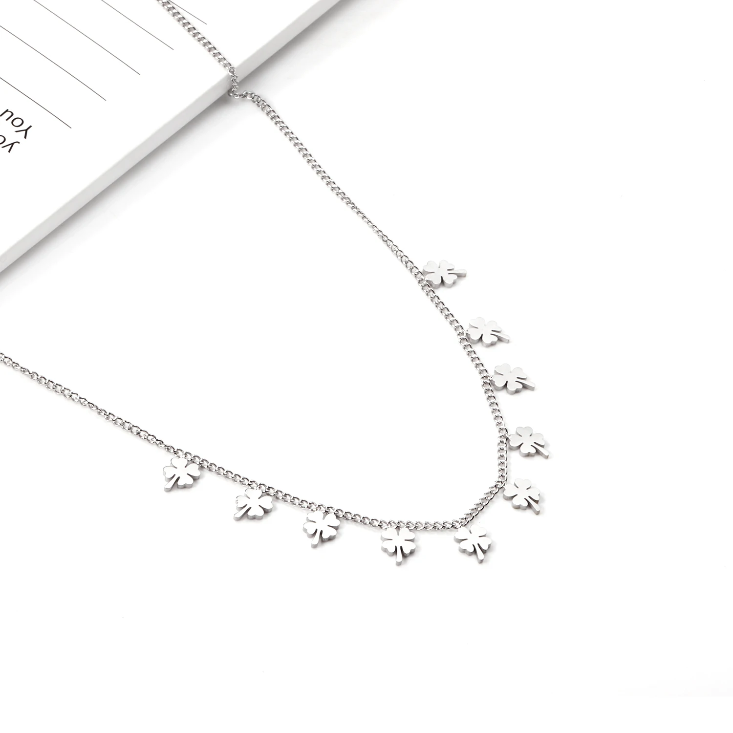 LUXUKISSKIDS Vintage Necklace For Woman Simple Stars Heart Round Tassel Silver Color Clavicle Colier Summer Beach Choker No Fade