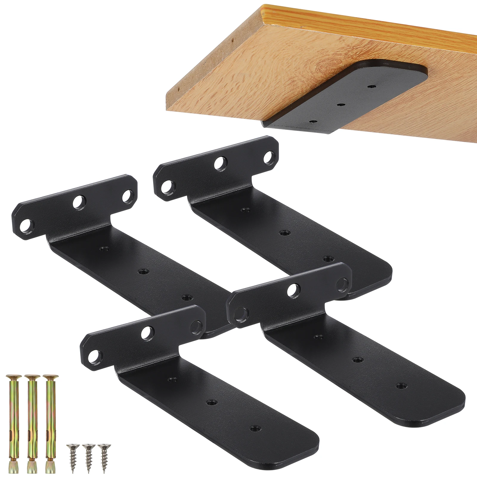 

4 Pcs 6 Inch Triangle Wall Brackets Heavy Duty Stainless Steel Floating Shelves Kitchen Bathroom Living Room Mounting Hardware